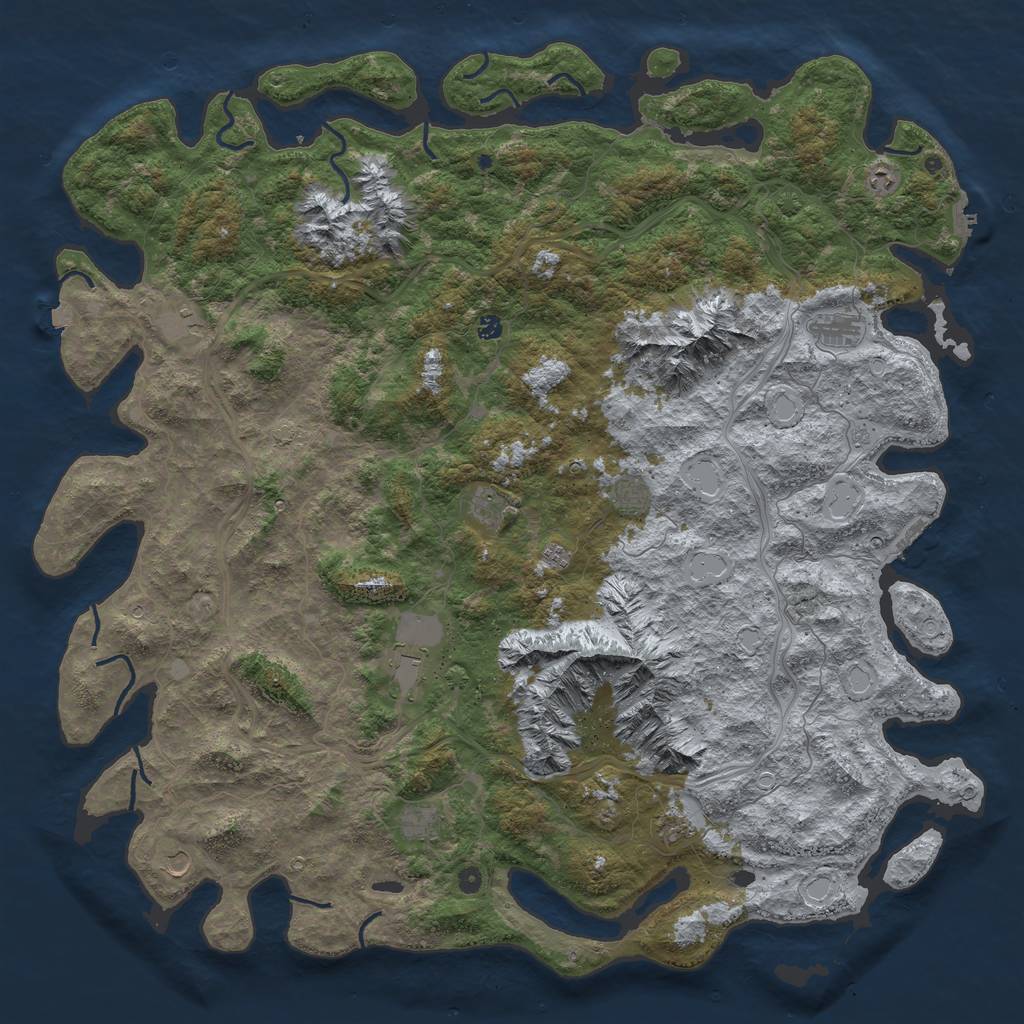 Rust Map: Procedural Map, Size: 6000, Seed: 7771, 19 Monuments