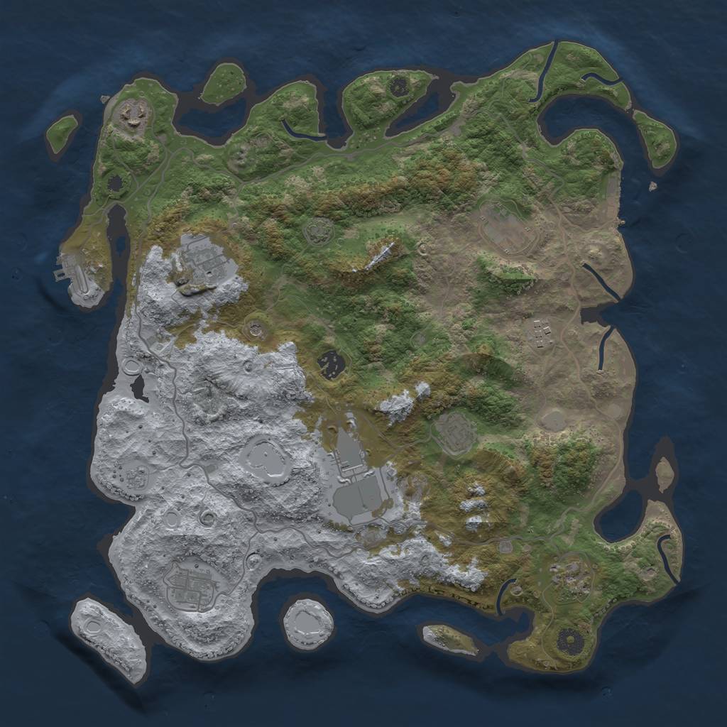 Rust Map: Procedural Map, Size: 4000, Seed: 40080681, 17 Monuments