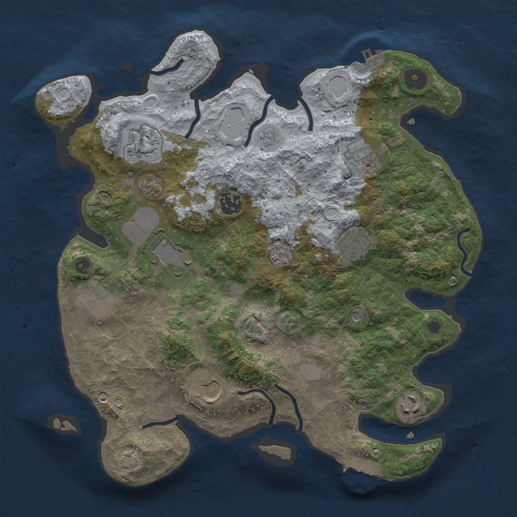 Rust Map: Procedural Map, Size: 3500, Seed: 585191695, 17 Monuments