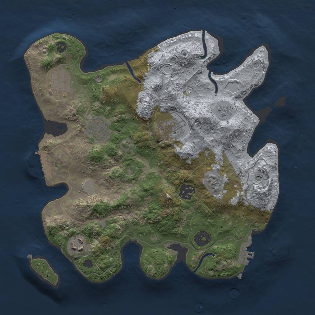 Rust Map: Procedural Map, Size: 3000, Seed: 1969241070, 12 Monuments