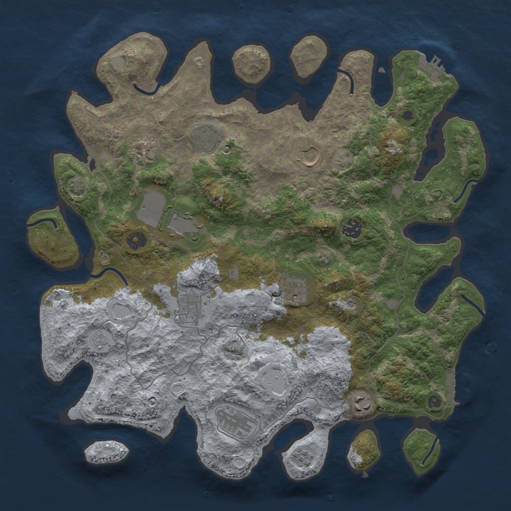 Rust Map: Procedural Map, Size: 4000, Seed: 1242459362, 17 Monuments