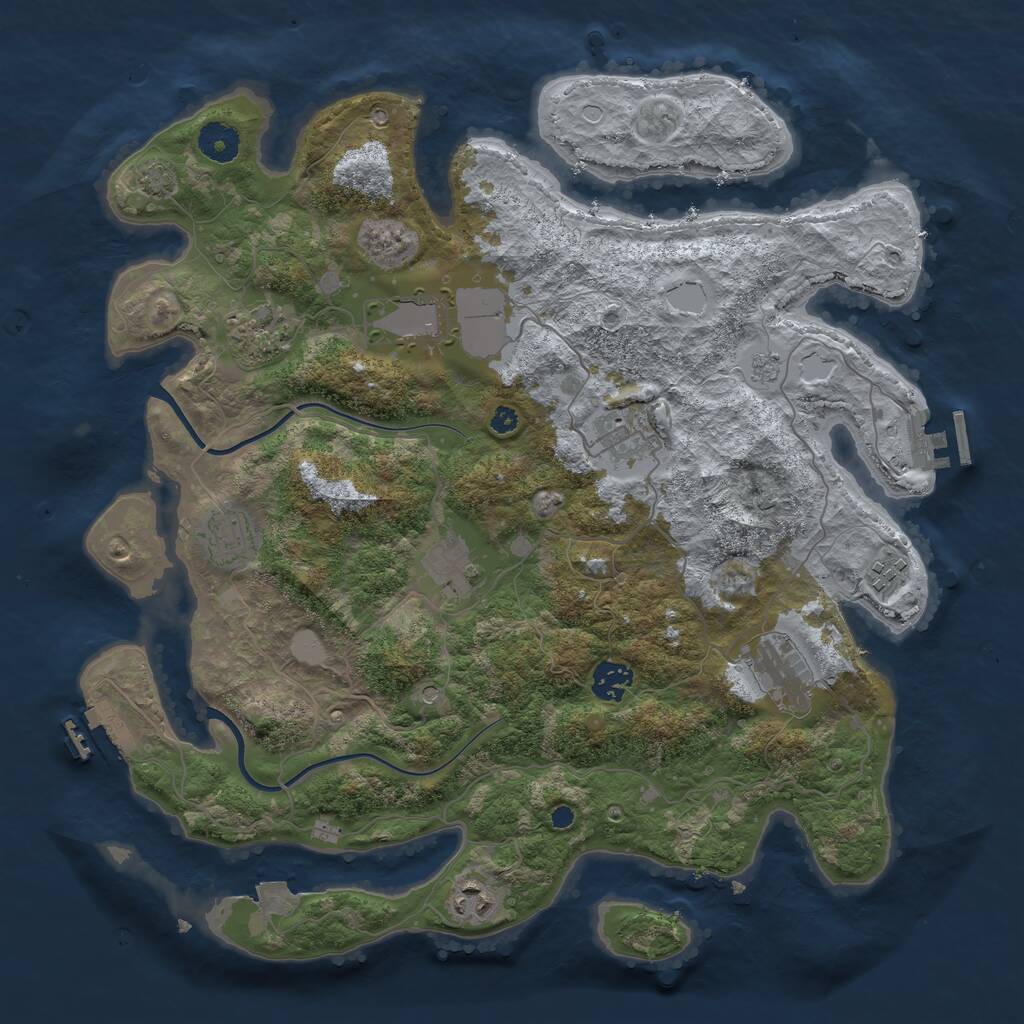 Rust Map: Procedural Map, Size: 3800, Seed: 1227634374, 15 Monuments