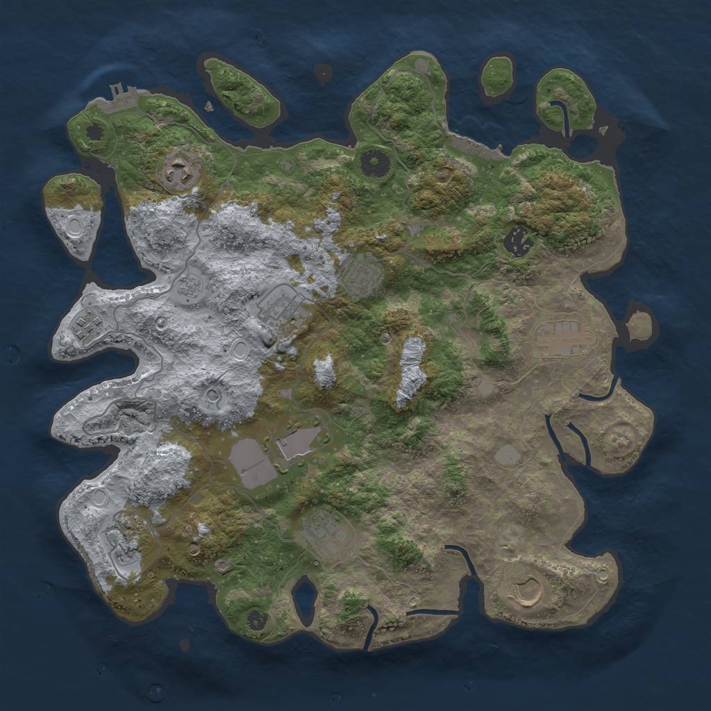 Rust Map: Procedural Map, Size: 3700, Seed: 694840, 17 Monuments