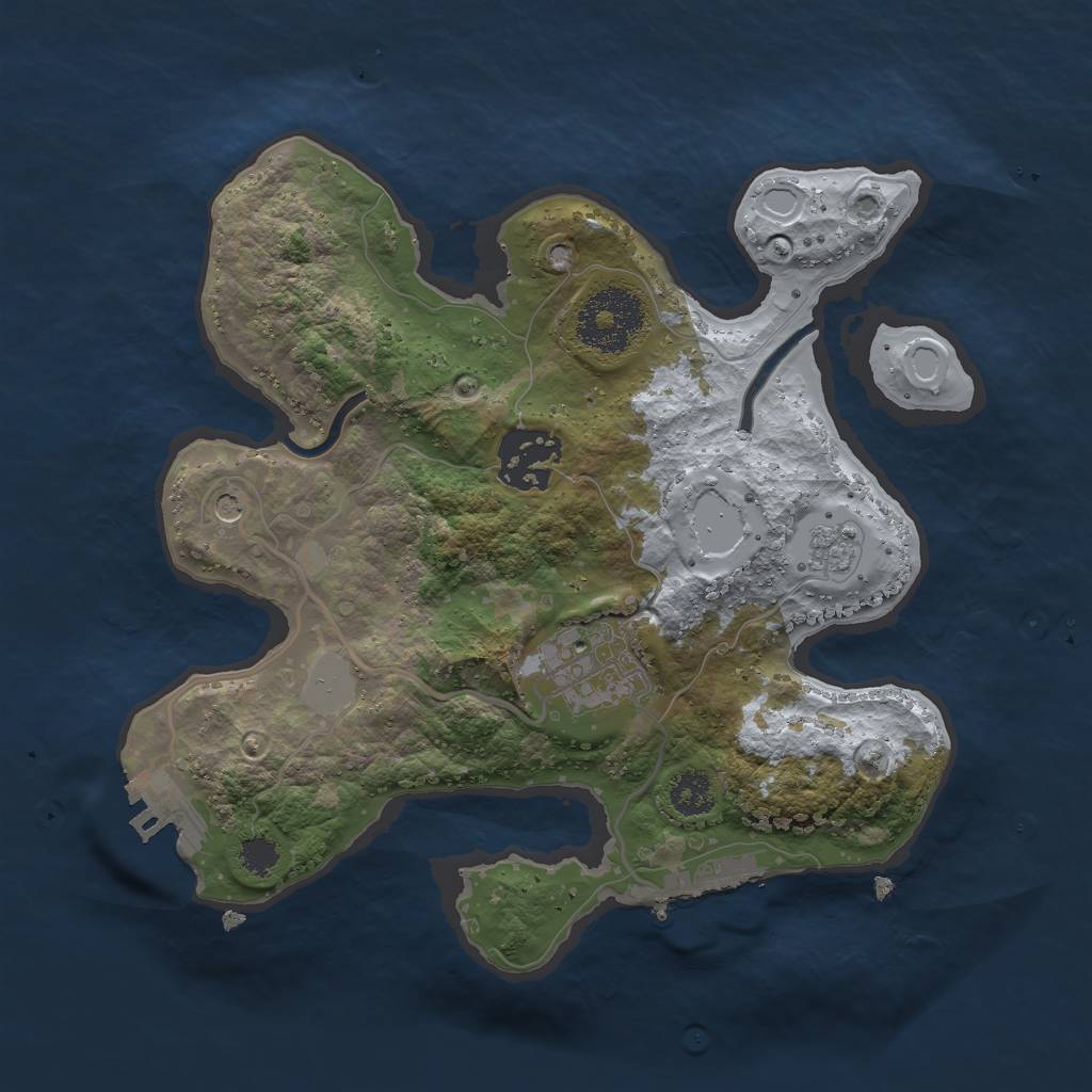Rust Map: Procedural Map, Size: 2500, Seed: 473843888, 9 Monuments
