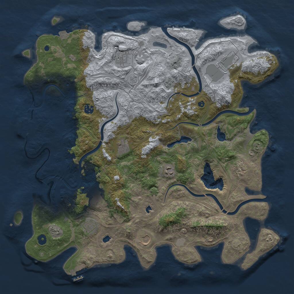 Rust Map: Procedural Map, Size: 4500, Seed: 47825692, 16 Monuments