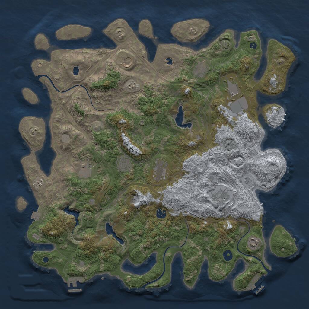 Rust Map: Procedural Map, Size: 4500, Seed: 22446, 16 Monuments