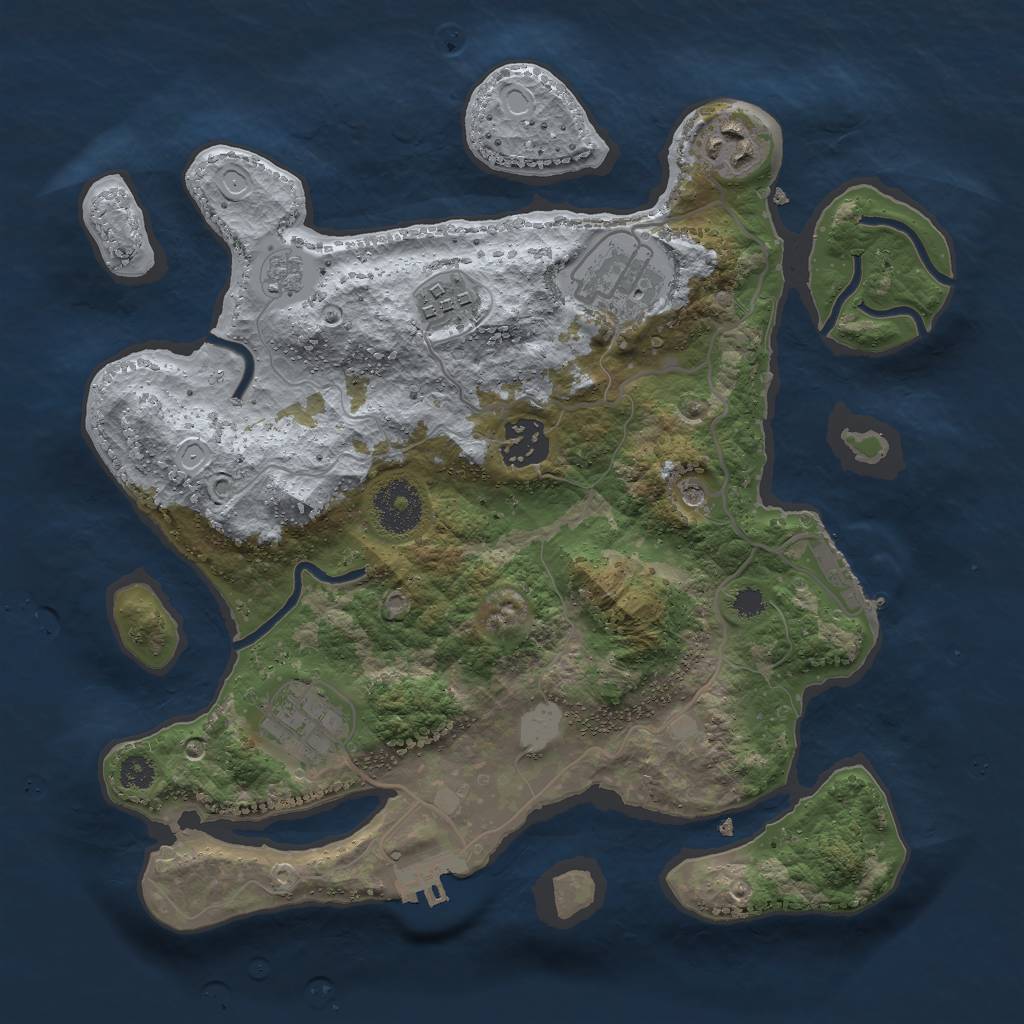 Rust Map: Procedural Map, Size: 3049, Seed: 2050370939, 12 Monuments