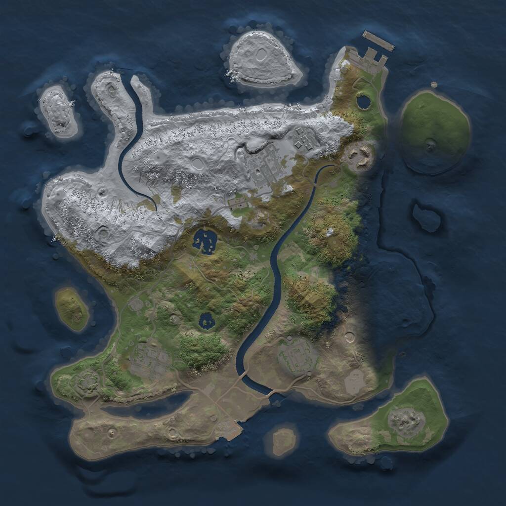 Rust Map: Procedural Map, Size: 3049, Seed: 2050370939, 10 Monuments