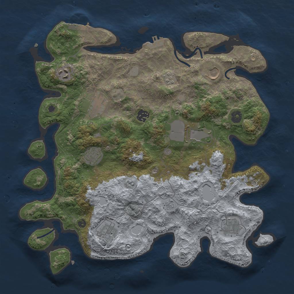 Rust Map: Procedural Map, Size: 3700, Seed: 1841271583, 16 Monuments