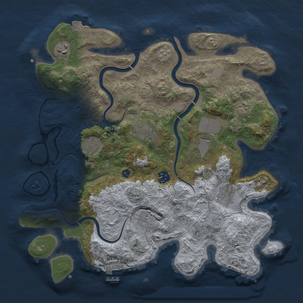 Rust Map: Procedural Map, Size: 3700, Seed: 1841271583, 14 Monuments