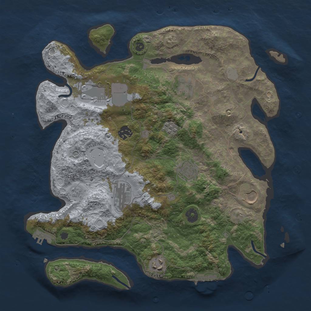 Rust Map: Procedural Map, Size: 3500, Seed: 1896122272, 15 Monuments