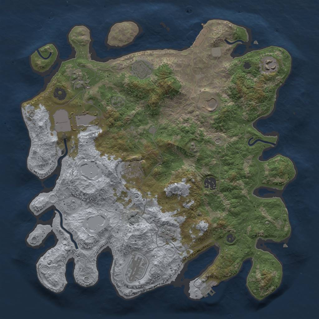 Rust Map: Procedural Map, Size: 3700, Seed: 1500210045, 16 Monuments