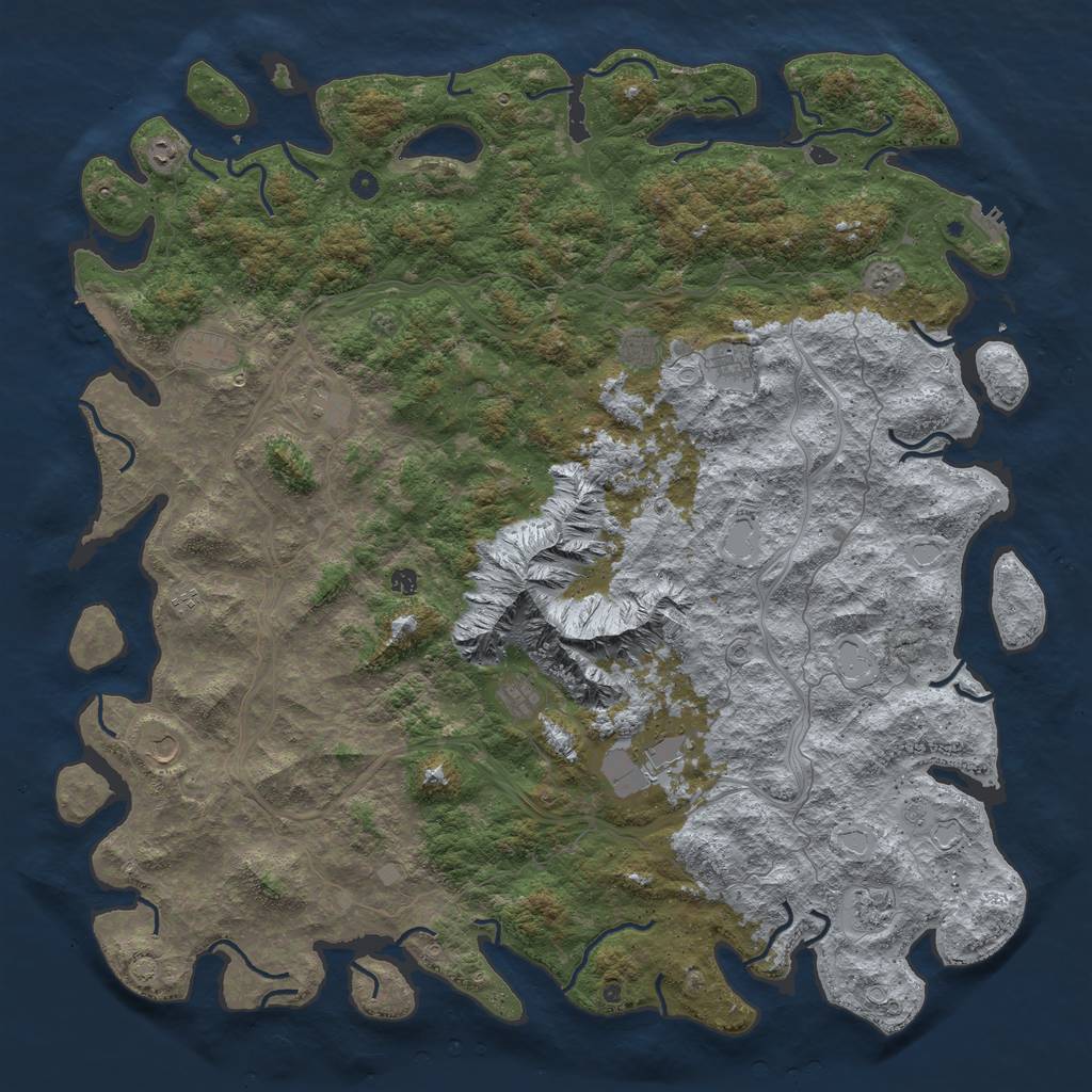 Rust Map: Procedural Map, Size: 6000, Seed: 66284, 19 Monuments