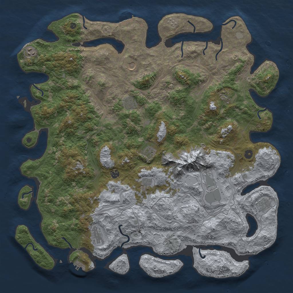 Rust Map: Procedural Map, Size: 5000, Seed: 45931, 18 Monuments