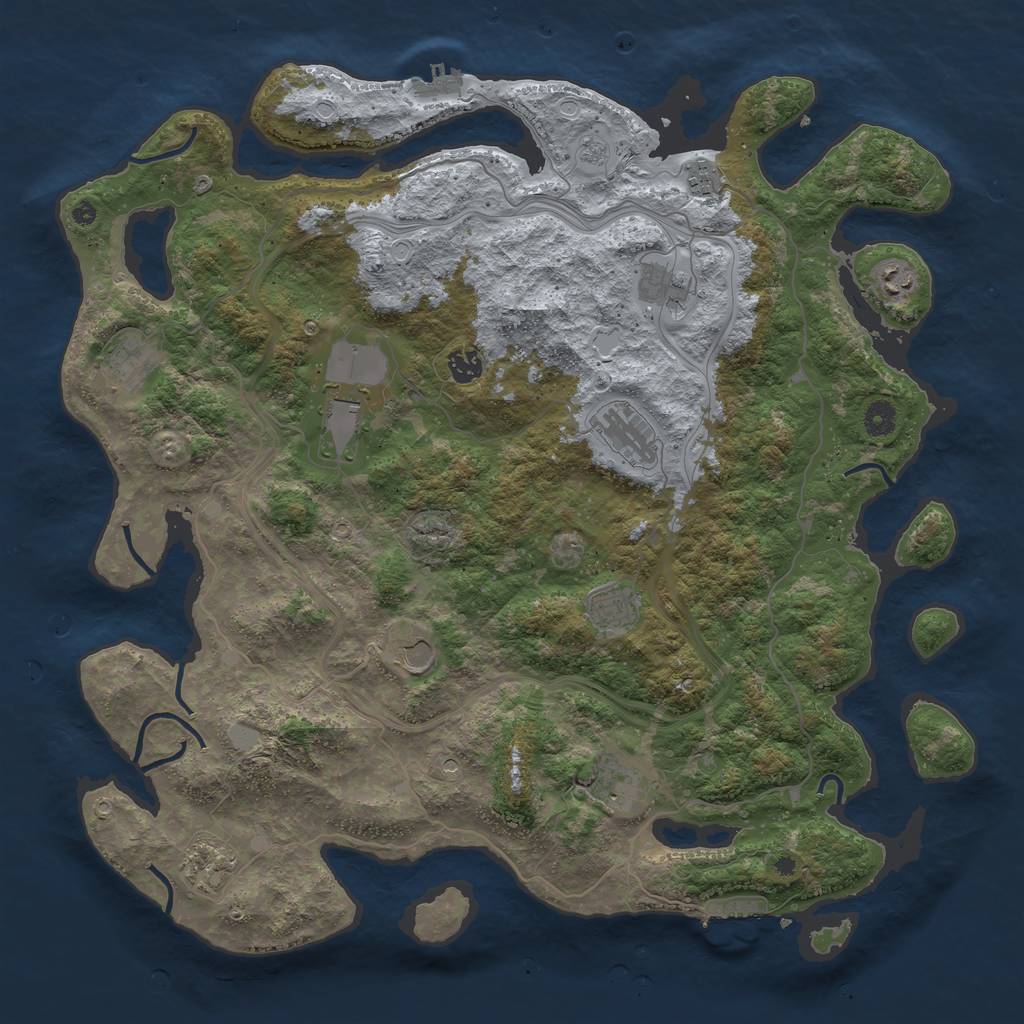 Rust Map: Procedural Map, Size: 4500, Seed: 1140250679, 18 Monuments