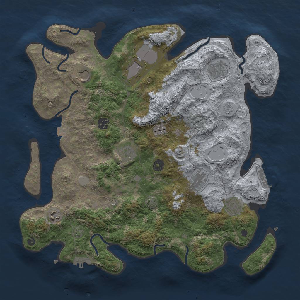 Rust Map: Procedural Map, Size: 3800, Seed: 4633, 17 Monuments