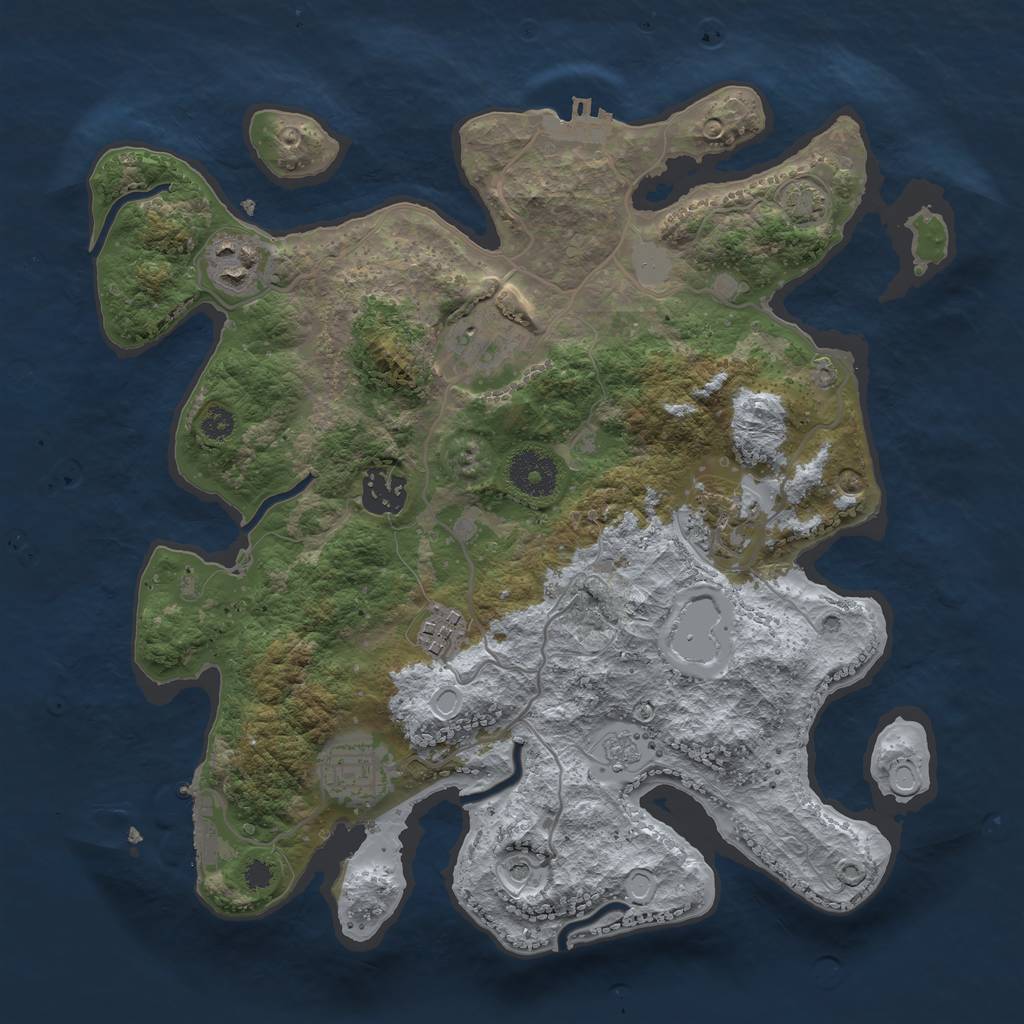 Rust Map: Procedural Map, Size: 3250, Seed: 1768377508, 14 Monuments