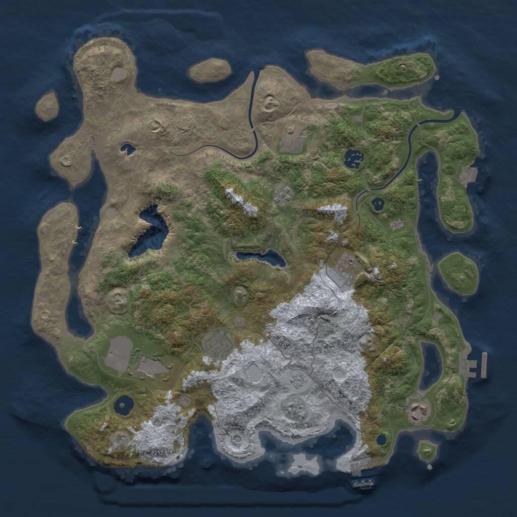 Rust Map: Procedural Map, Size: 4000, Seed: 571617, 13 Monuments