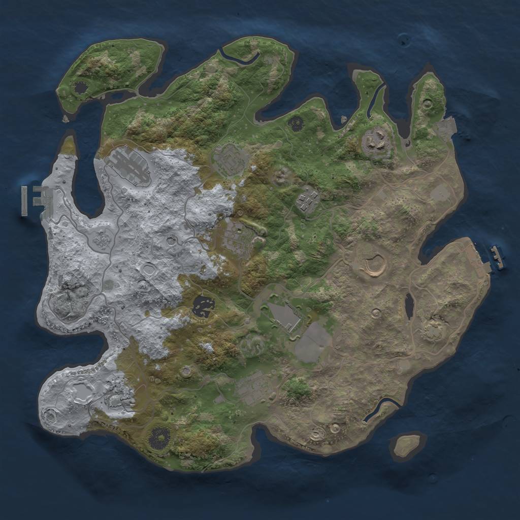 Rust Map: Procedural Map, Size: 3500, Seed: 622543469, 18 Monuments