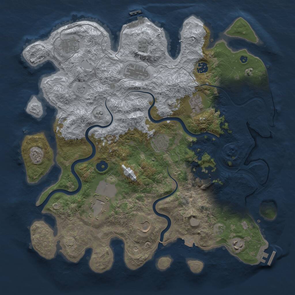 Rust Map: Procedural Map, Size: 3950, Seed: 79038609, 16 Monuments