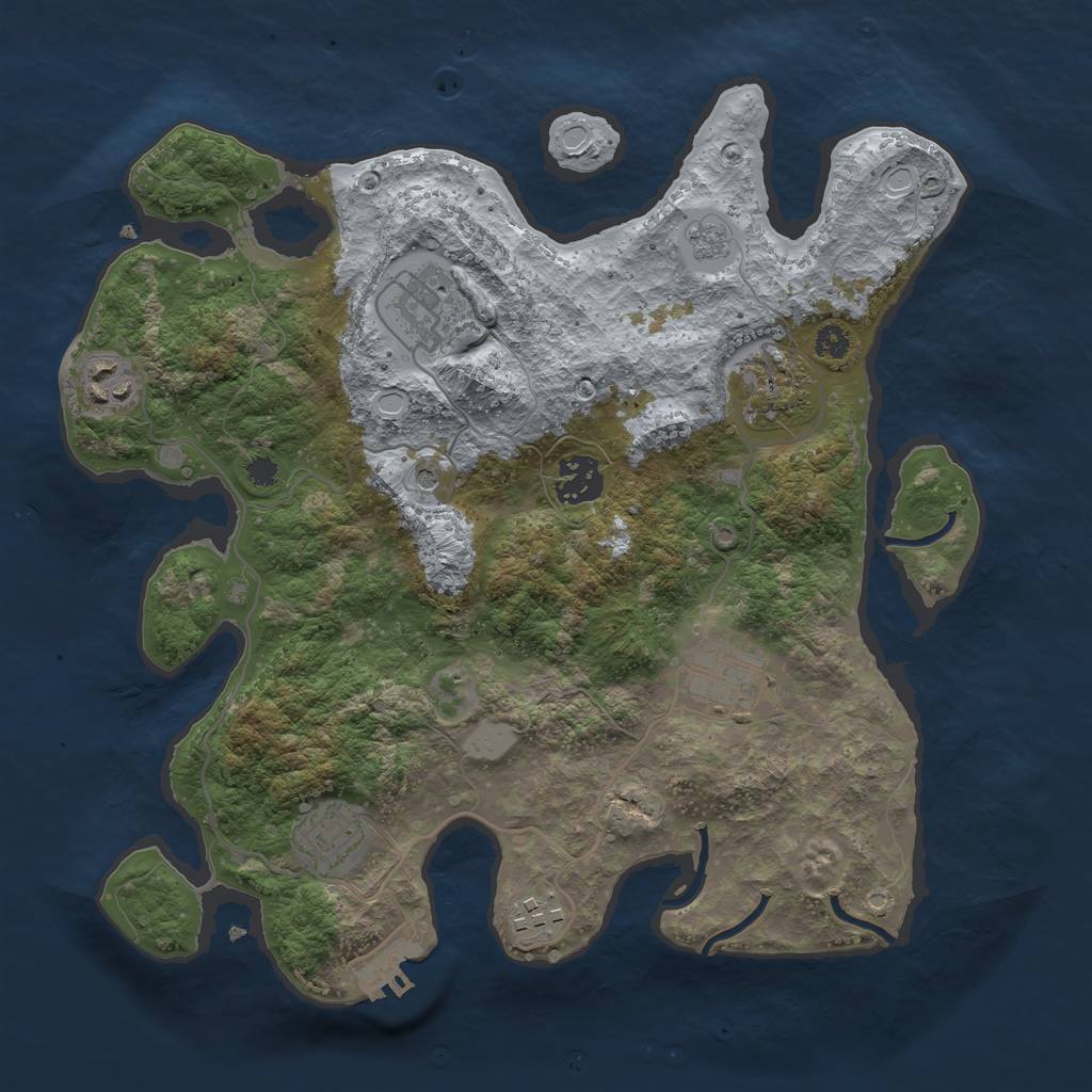 Rust Map: Procedural Map, Size: 3275, Seed: 1, 13 Monuments