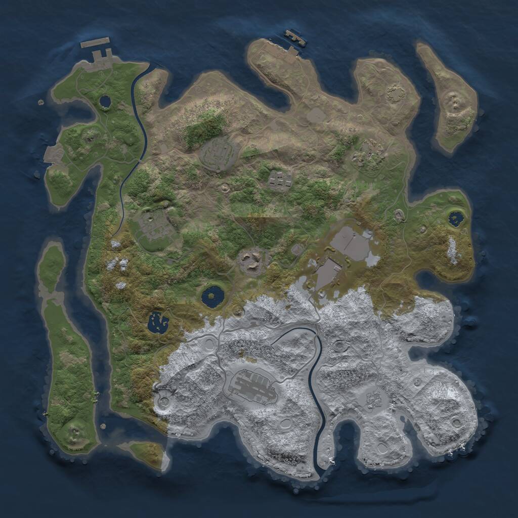 Rust Map: Procedural Map, Size: 3600, Seed: 58595, 14 Monuments