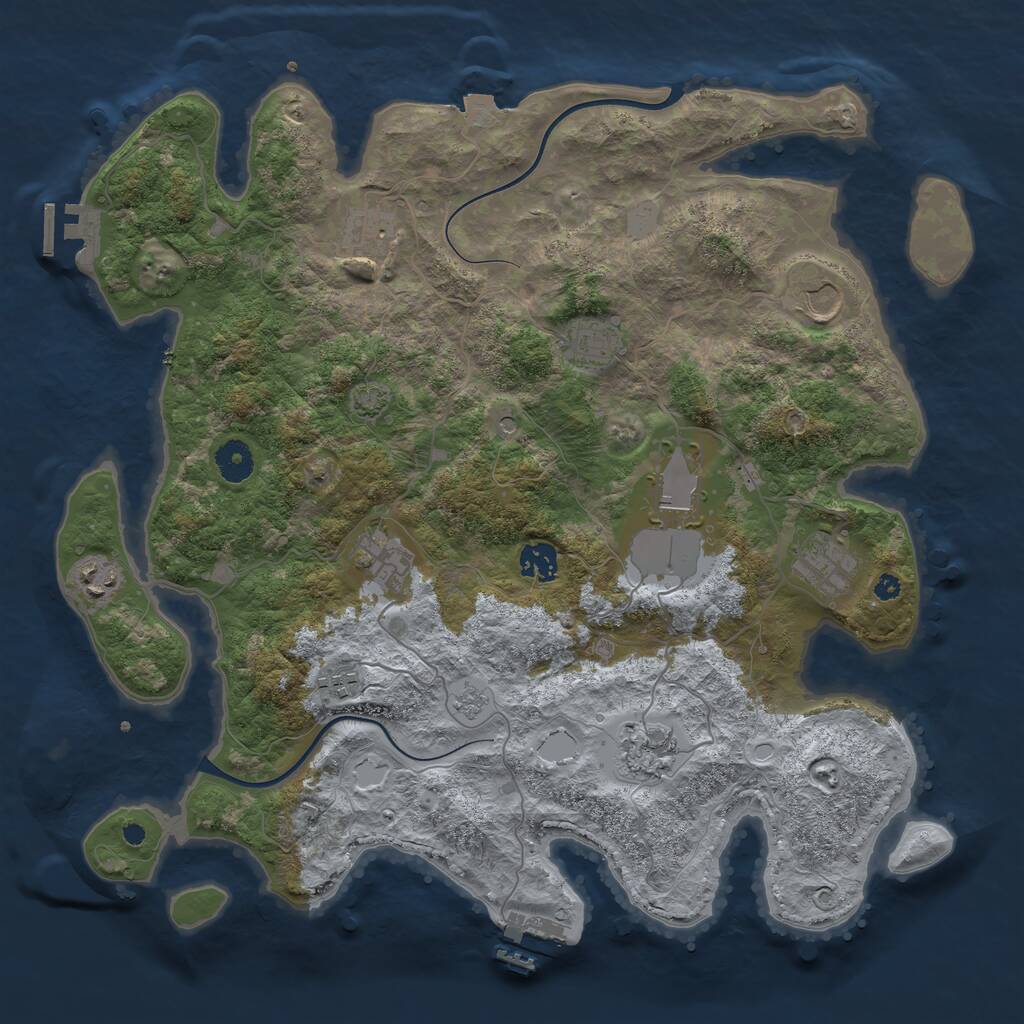 Rust Map: Procedural Map, Size: 3900, Seed: 695953, 16 Monuments