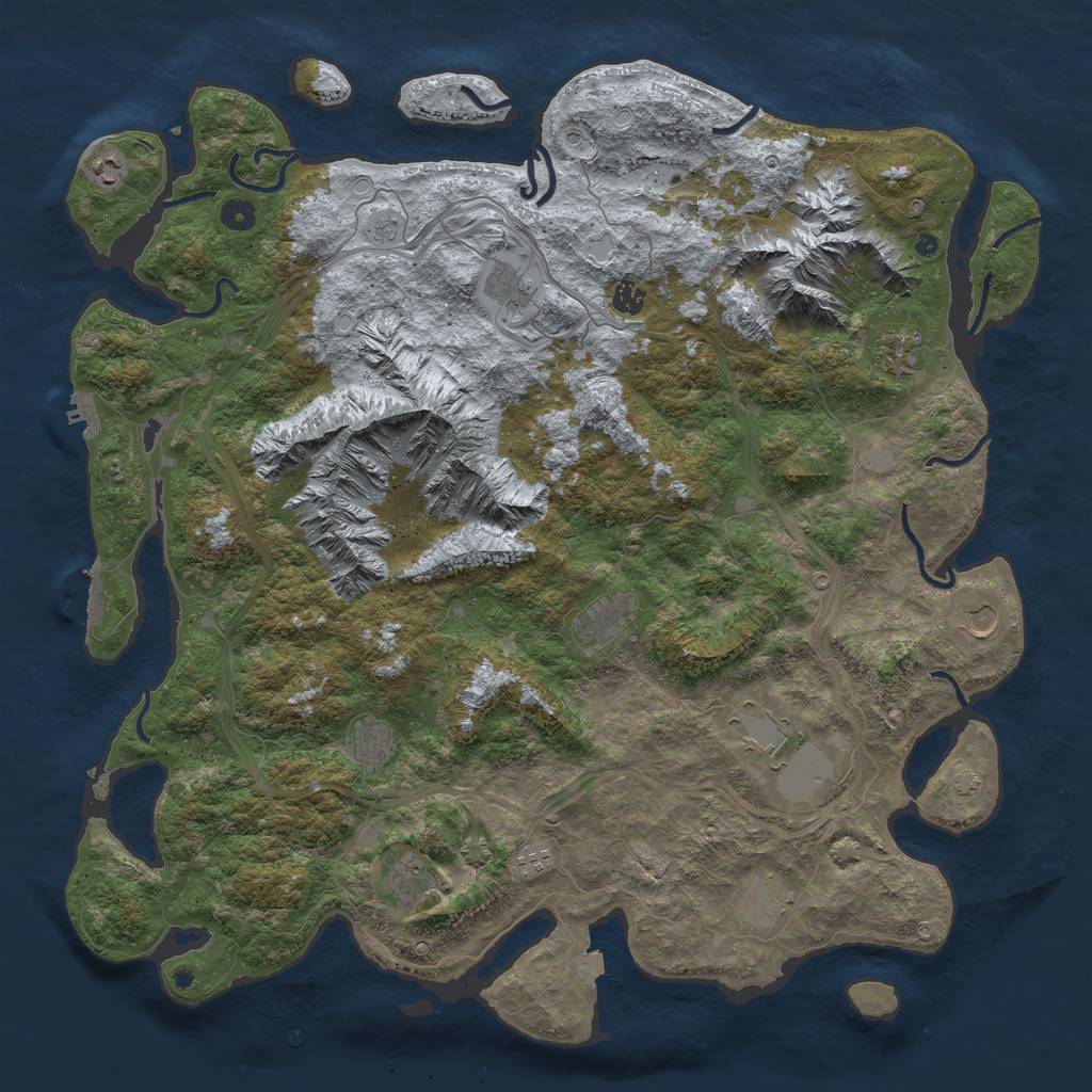 Rust Map: Procedural Map, Size: 5000, Seed: 457546, 19 Monuments