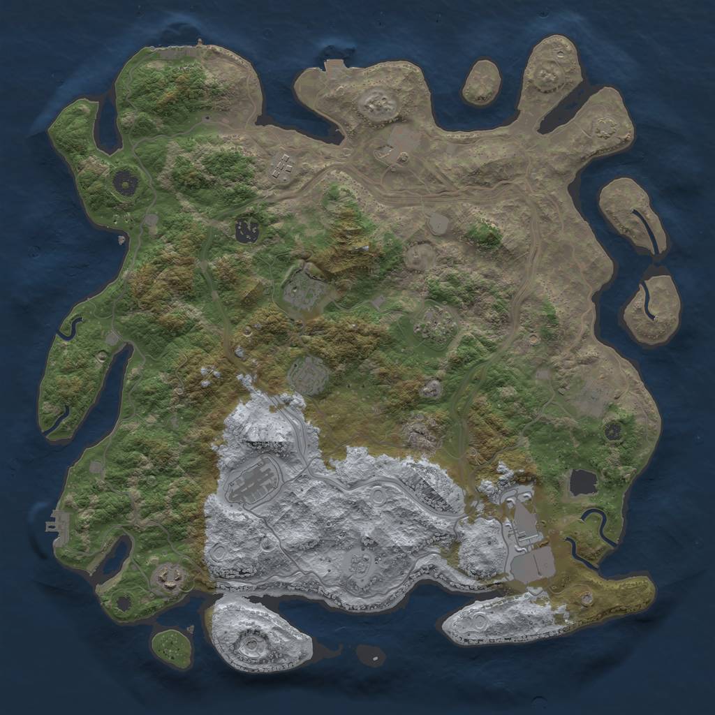 Rust Map: Procedural Map, Size: 4250, Seed: 593680, 18 Monuments