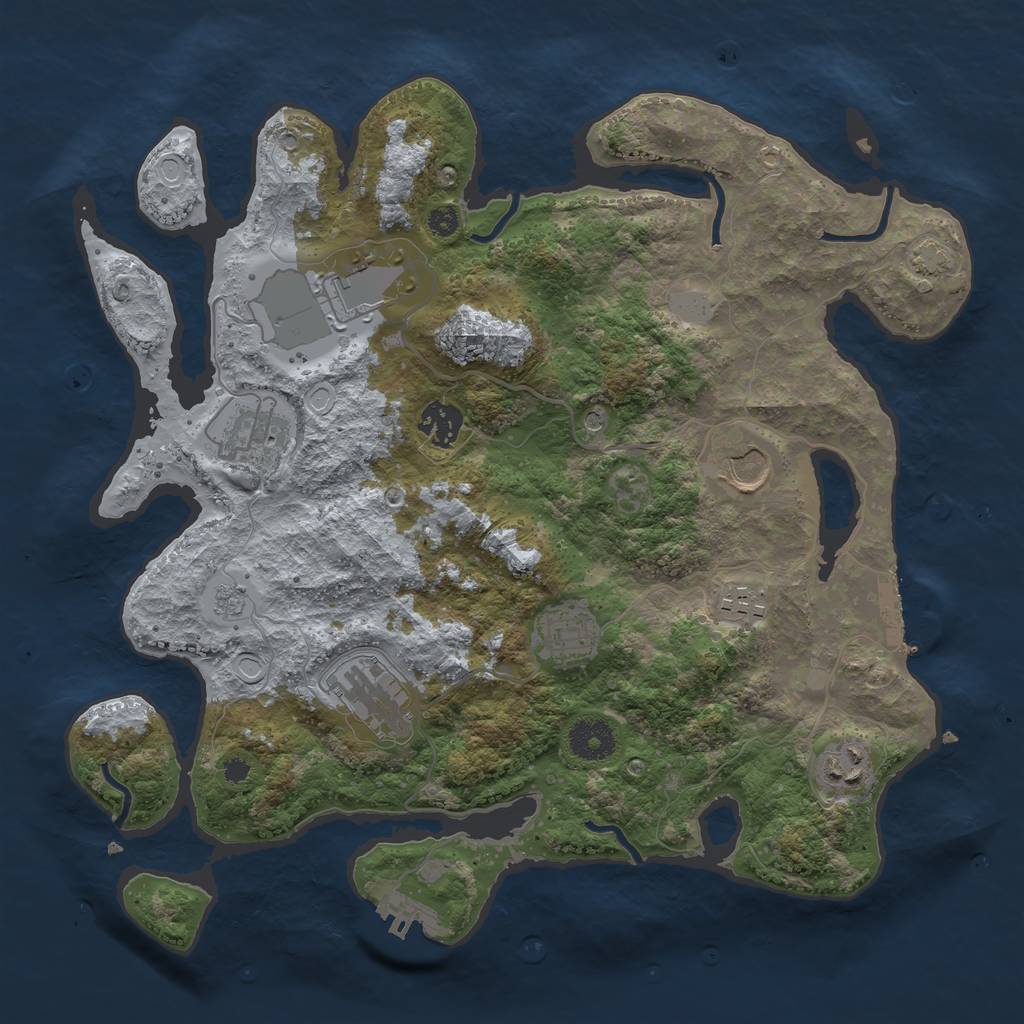 Rust Map: Procedural Map, Size: 3500, Seed: 202780, 16 Monuments