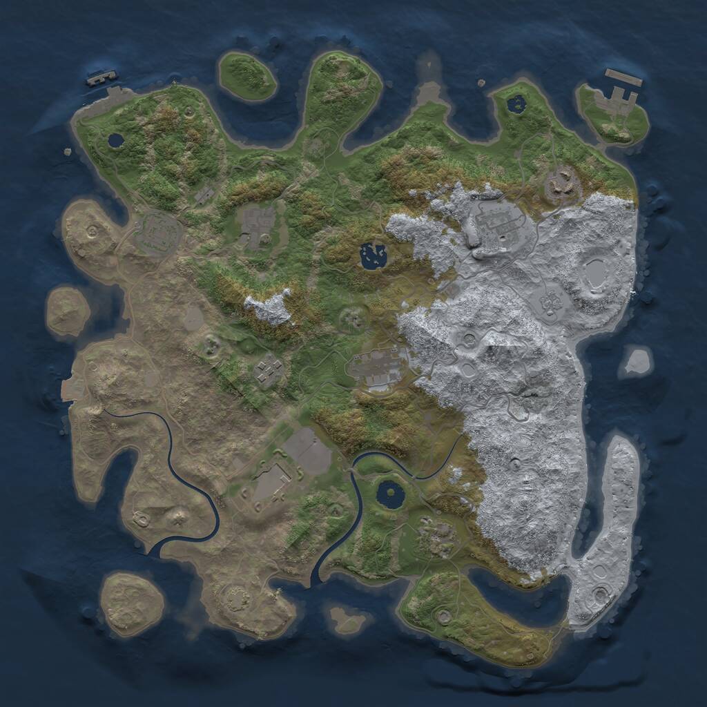 Rust Map: Procedural Map, Size: 3800, Seed: 536565, 15 Monuments