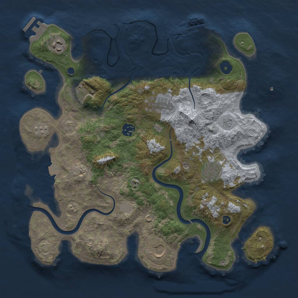 Rust Map: Procedural Map, Size: 3500, Seed: 828343, 13 Monuments