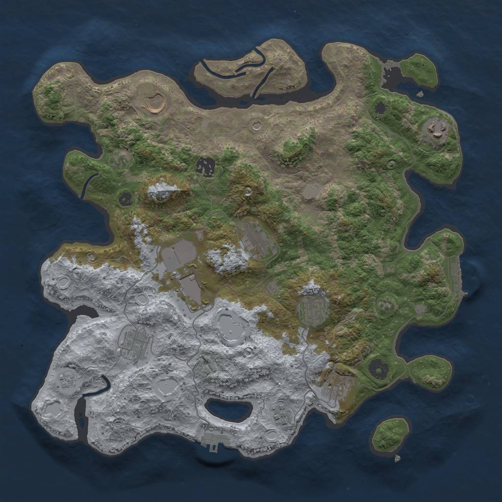 Rust Map: Procedural Map, Size: 3750, Seed: 145798, 16 Monuments