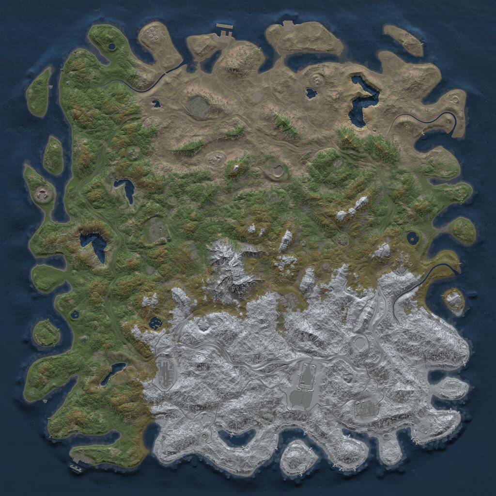 Rust Map: Procedural Map, Size: 6000, Seed: 67367, 17 Monuments