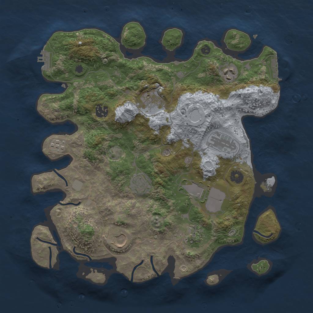 Rust Map: Procedural Map, Size: 3500, Seed: 629117, 15 Monuments