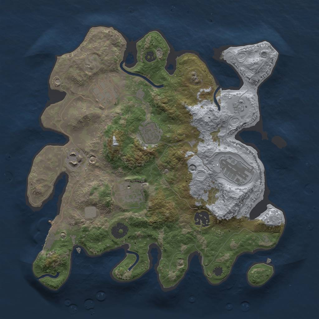 Rust Map: Procedural Map, Size: 3000, Seed: 962670762, 11 Monuments