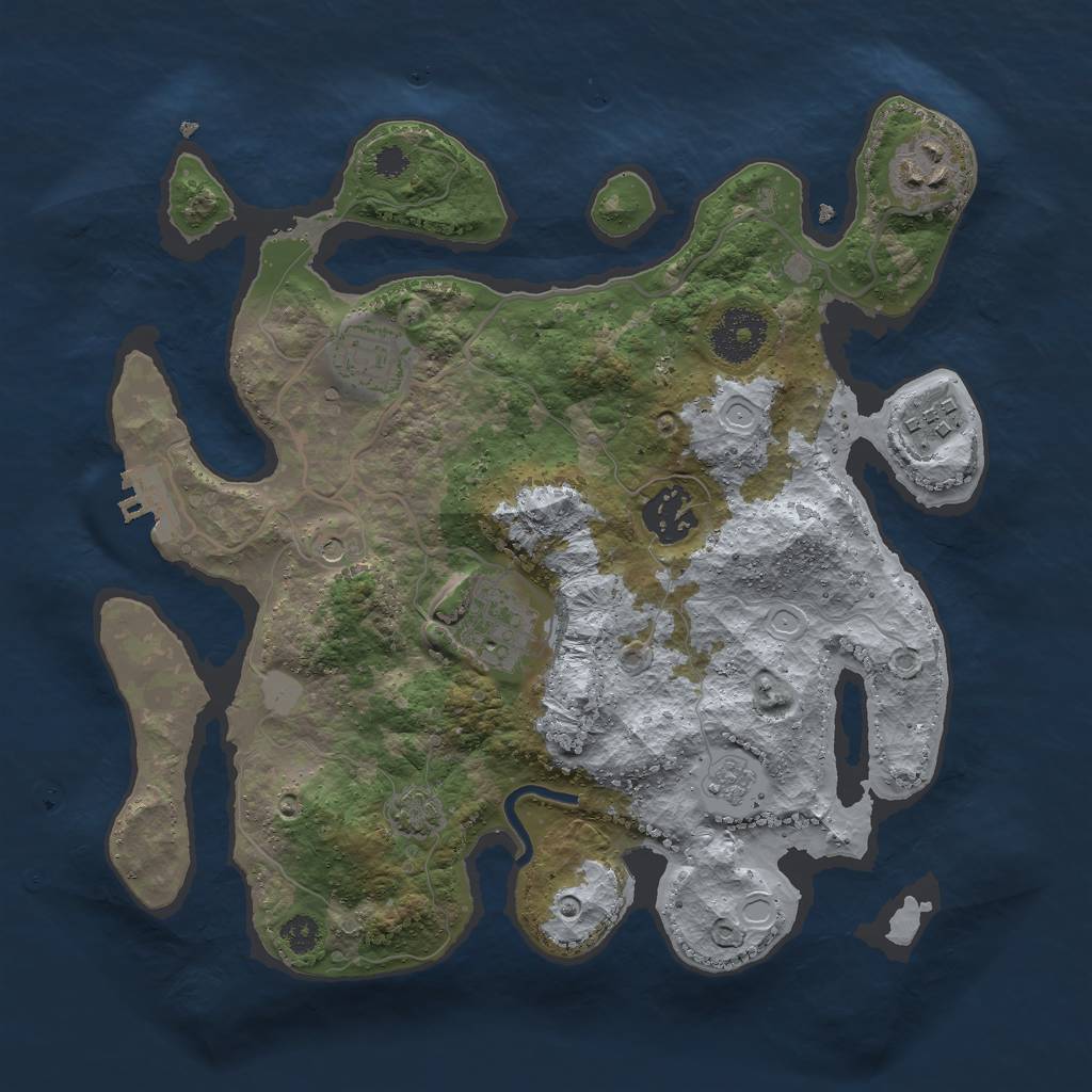 Rust Map: Procedural Map, Size: 3000, Seed: 1904611096, 12 Monuments