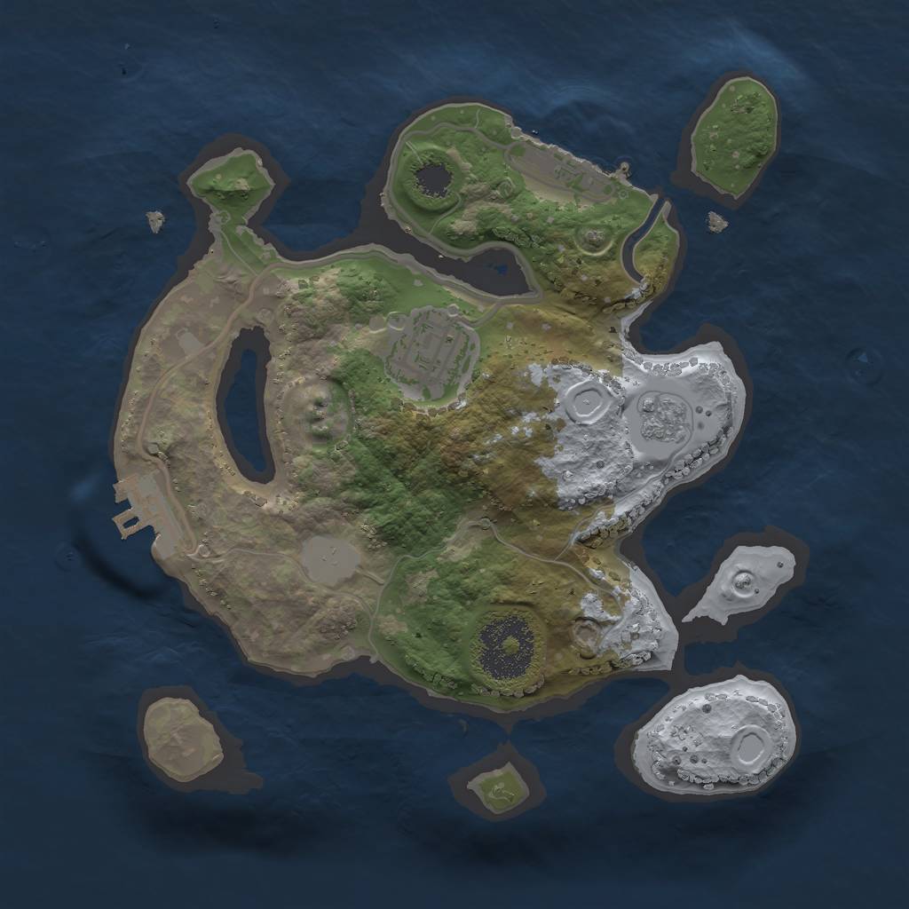 Rust Map: Procedural Map, Size: 2250, Seed: 1133924862, 7 Monuments