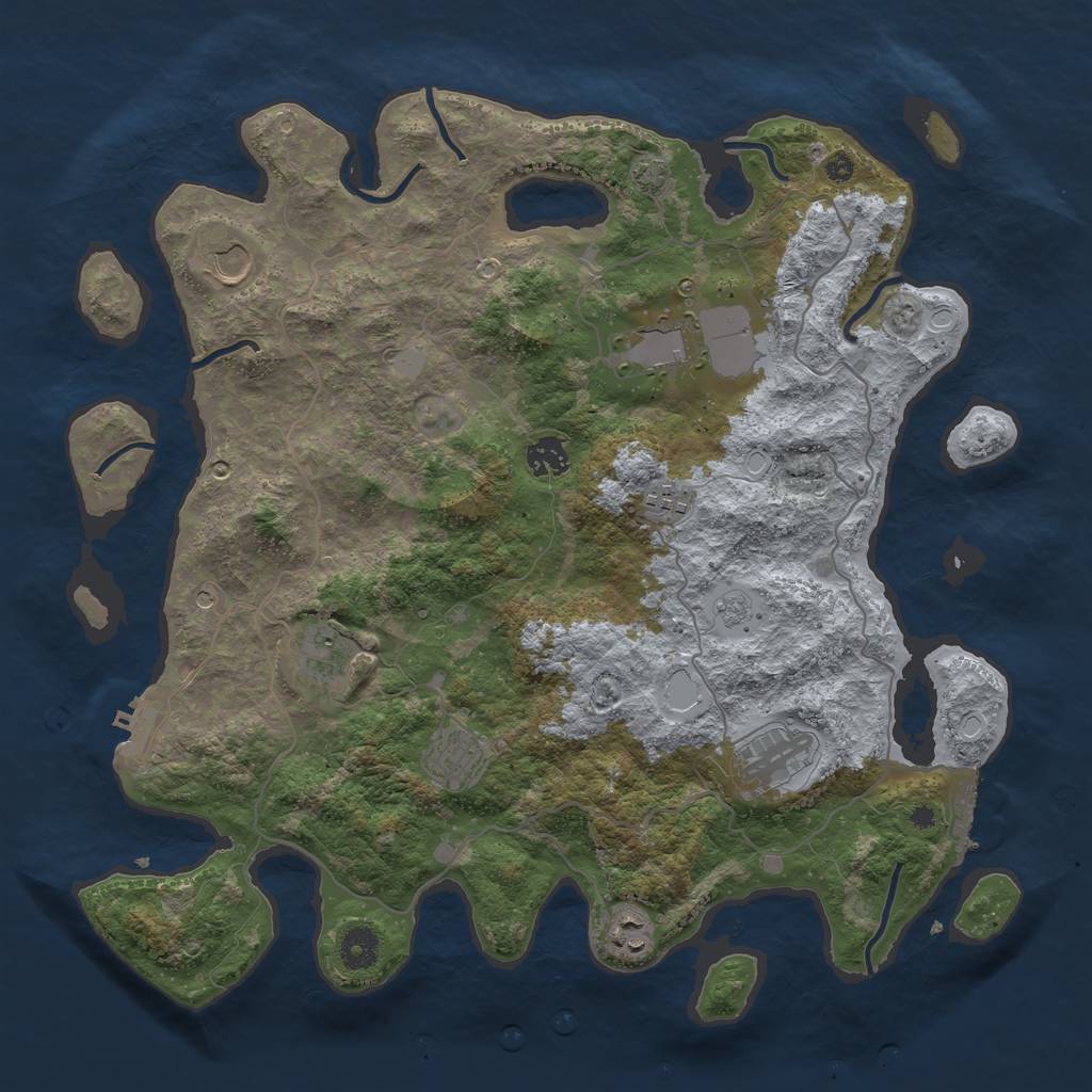 Rust Map: Procedural Map, Size: 4000, Seed: 69401, 16 Monuments