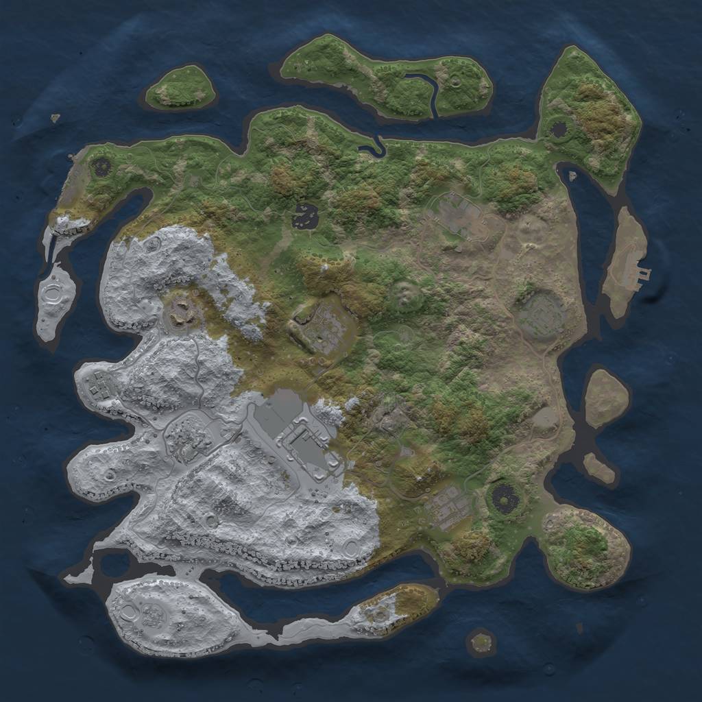 Rust Map: Procedural Map, Size: 3750, Seed: 542636, 15 Monuments