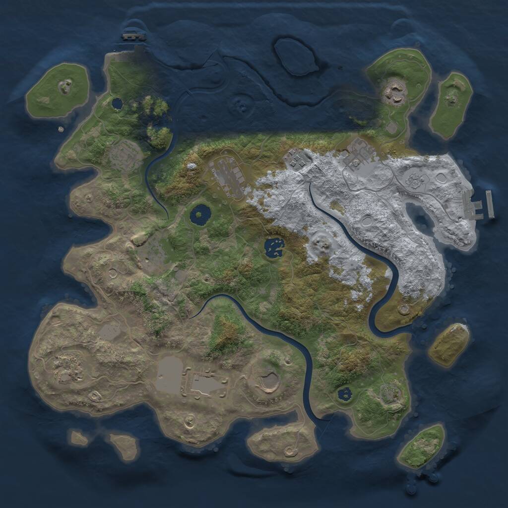 Rust Map: Procedural Map, Size: 3680, Seed: 13484, 16 Monuments