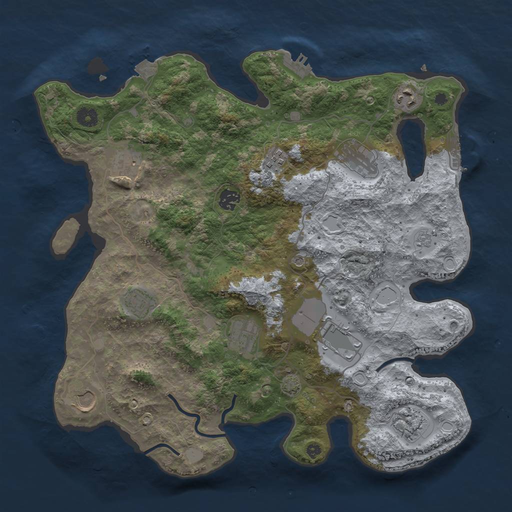 Rust Map: Procedural Map, Size: 3680, Seed: 13489, 18 Monuments