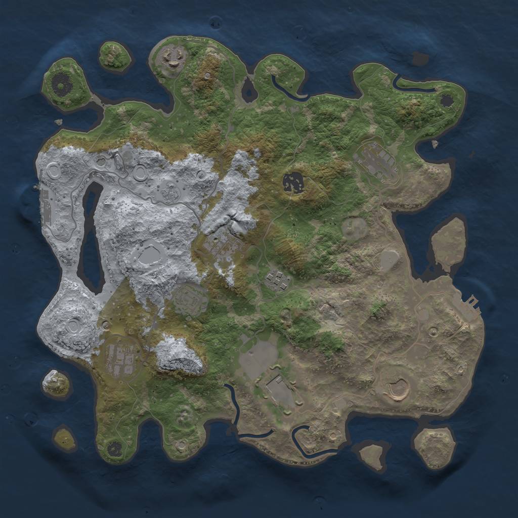 Rust Map: Procedural Map, Size: 3500, Seed: 1691985124, 16 Monuments