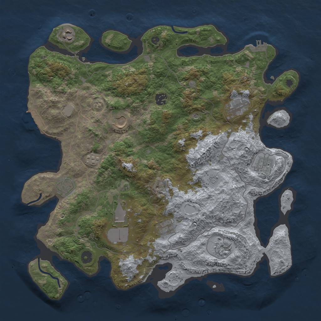 Rust Map: Procedural Map, Size: 4000, Seed: 9229828, 17 Monuments