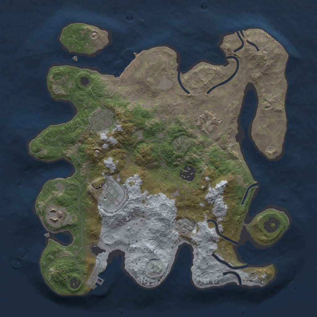 Rust Map: Procedural Map, Size: 3000, Seed: 38384848, 12 Monuments