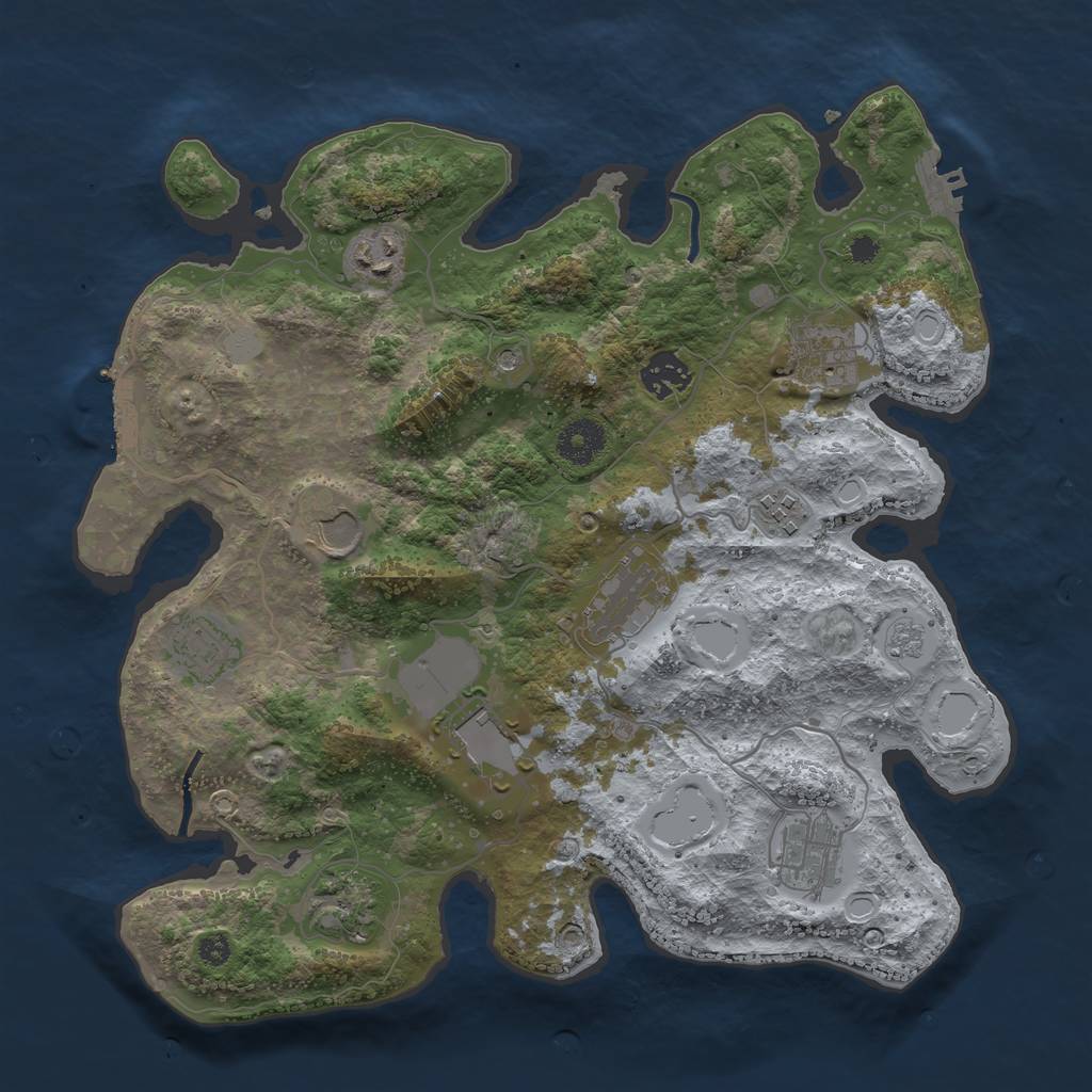 Rust Map: Procedural Map, Size: 3500, Seed: 418328973, 17 Monuments