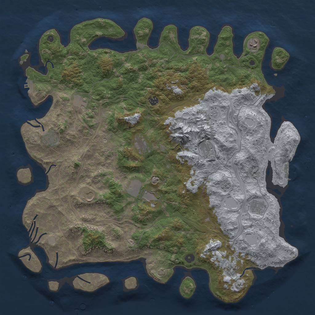 Rust Map: Procedural Map, Size: 5000, Seed: 245343301, 19 Monuments