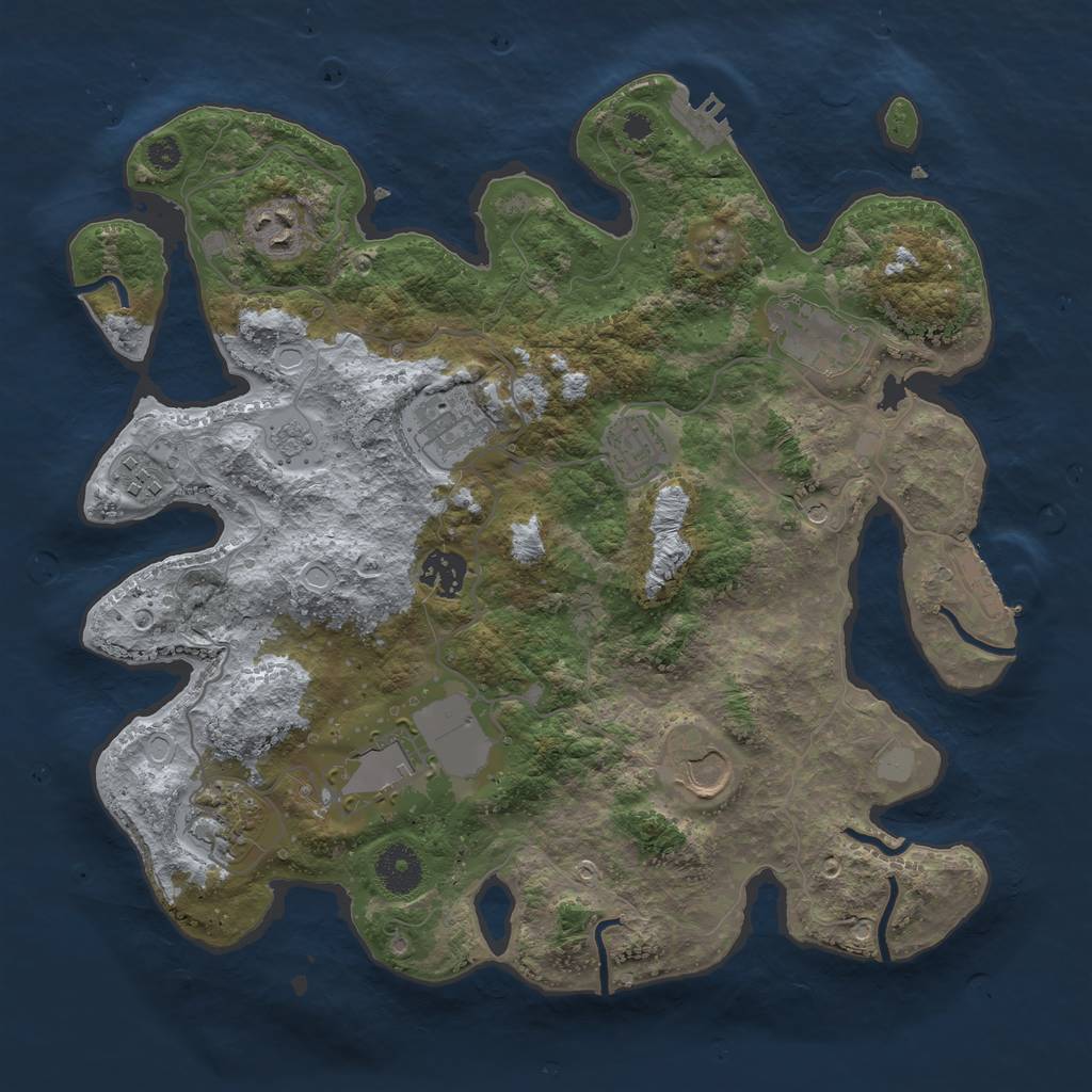 Rust Map: Procedural Map, Size: 3500, Seed: 694840, 16 Monuments