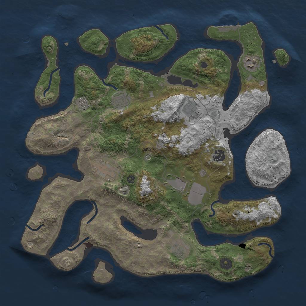 Rust Map: Procedural Map, Size: 3750, Seed: 6234008, 12 Monuments