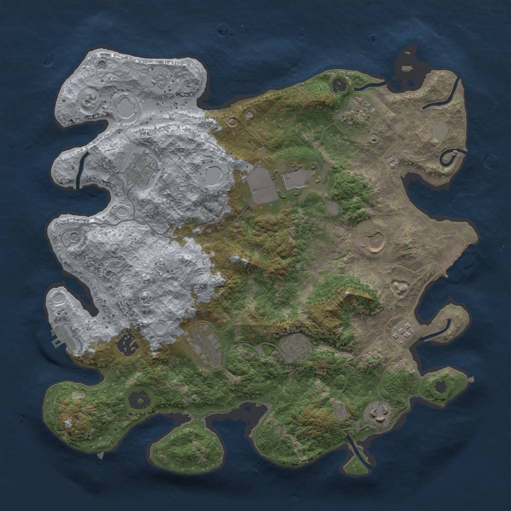 Rust Map: Procedural Map, Size: 3700, Seed: 12, 16 Monuments